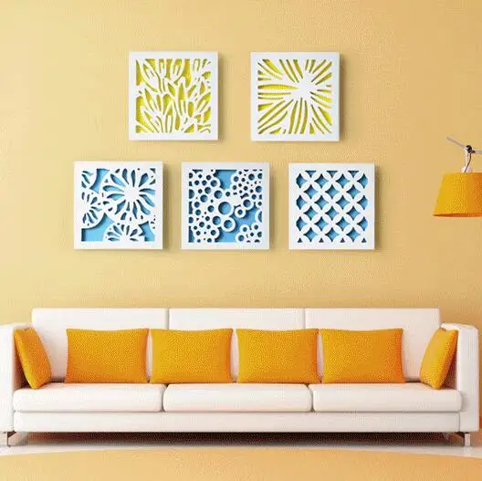 Modern Decorative Painting Wood Painting 3D wooden stickers Hollow wall ornaments wall hanging ...