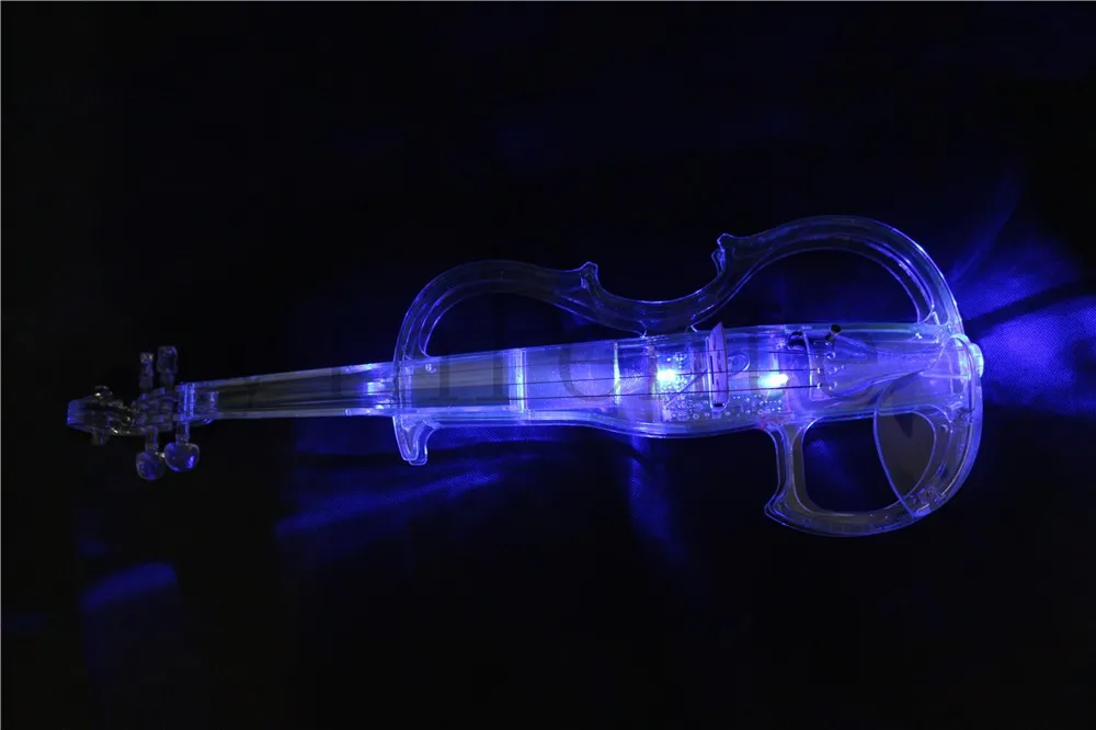 Красочные синий зеленый прозрачный Электрический Скрипка Кристалл скрипка 2