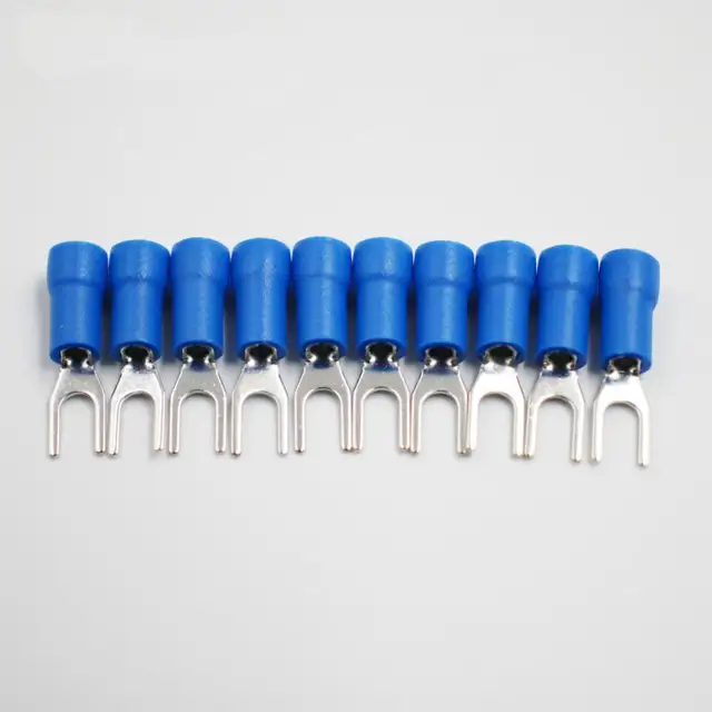 SV2-4 Blue Furcate Cable Wire Connector 100PCS/Pack Furcate Pre-Insulating Fork Spade 16~14AWG Wire Crimp Terminals SV2.5-4 SV Cable Accessories Cable Lug cb5feb1b7314637725a2e7: SV2-3|SV2-3.5|SV2-4|SV2-5|SV2-6|SV2-8