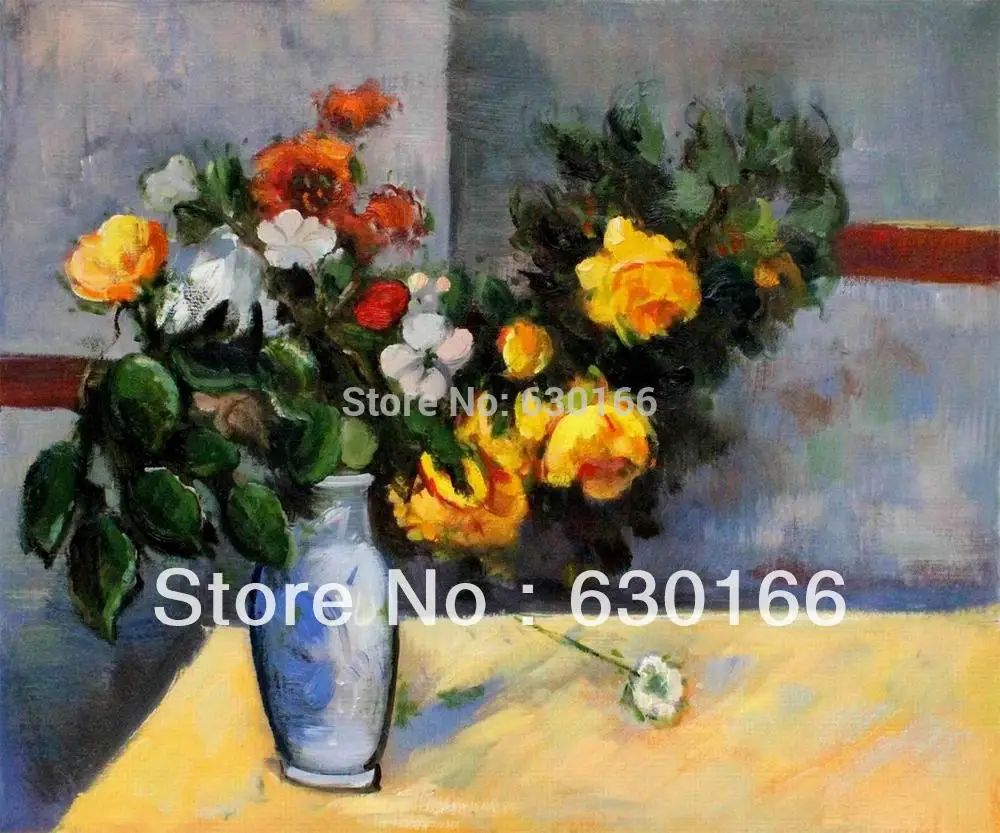 Museum Quality Oil Painting Still Life Flowers in Vase by Paul Cezanne