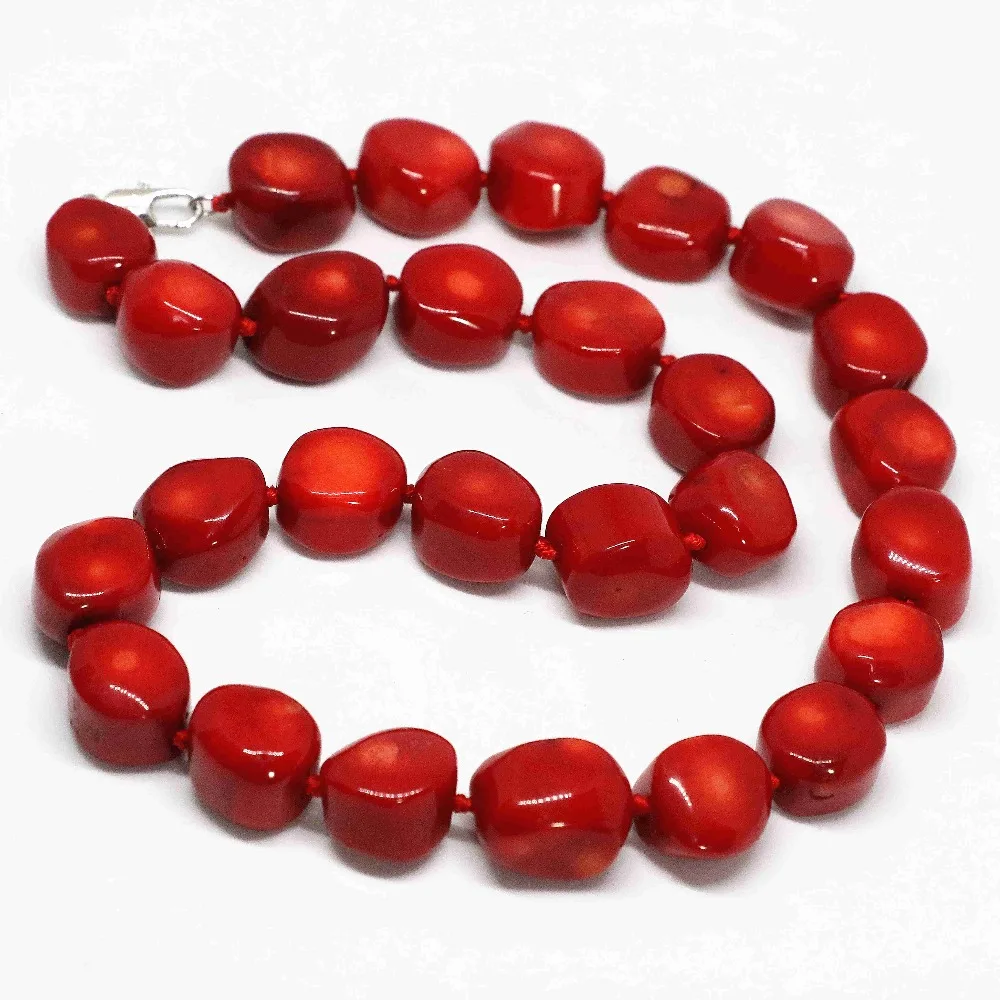 

Newly red natural coral irregular beads 9-13mm fashion women necklace wedding party high grade best gift jewelry 18inch B1473
