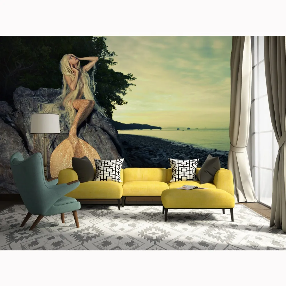 Us 15 49 49 Off Custom Mermaid Photo Wallpaper Mural Living Room Bedroom Children S Room Papel De Parede 3d Self Adhesive Vinyl Silk Wallpaper In