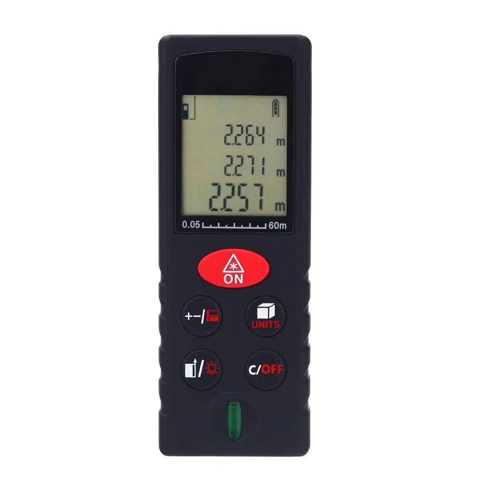 

60m/197ft Mini Digital Laser Meter Handheld Distance Meter Range Finder Area Volume Measurement Level Bubble