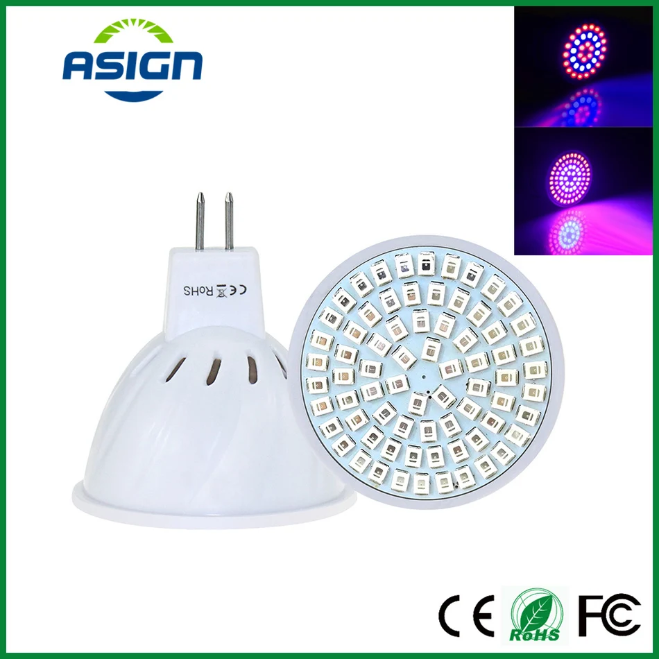 

LED Grow Bulb E27 GU10 MR16 Grow light 180 Degree SMD2835 220V Full Spectrum Red+Blue Indoor Plant Lamp For Plants 36 54 72 LEDs