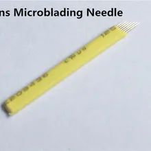 100 шт. желтый 7 Шпильки microblading иглы с 1 шт. постоянный Макияж Кристалл руководство ручка
