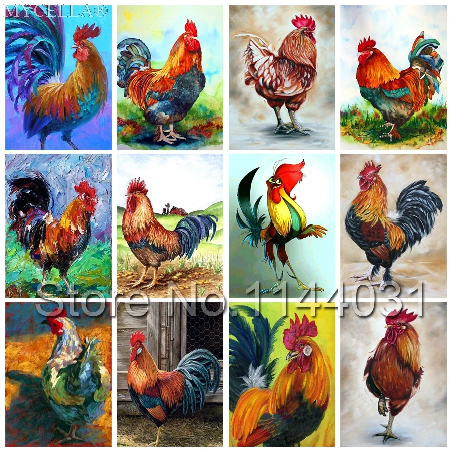 

Cock Oil Canvas 5D DIY Diamond Painting Full Embroidery Chicken Diamond Painting Cross Stitch Rhinestone Mosaic Christmas Gift