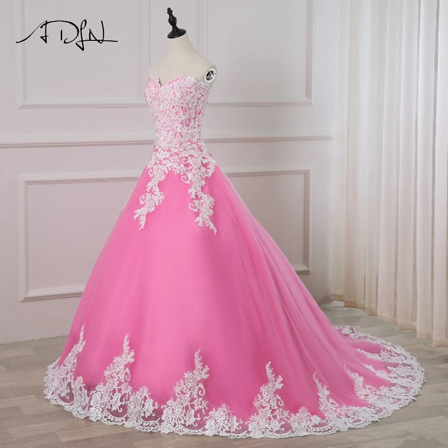 ADLN розовое свадебное платье Милая Аппликация без рукавов Тюль бальное платье Свадебные платья Robe De Mariage новое поступление