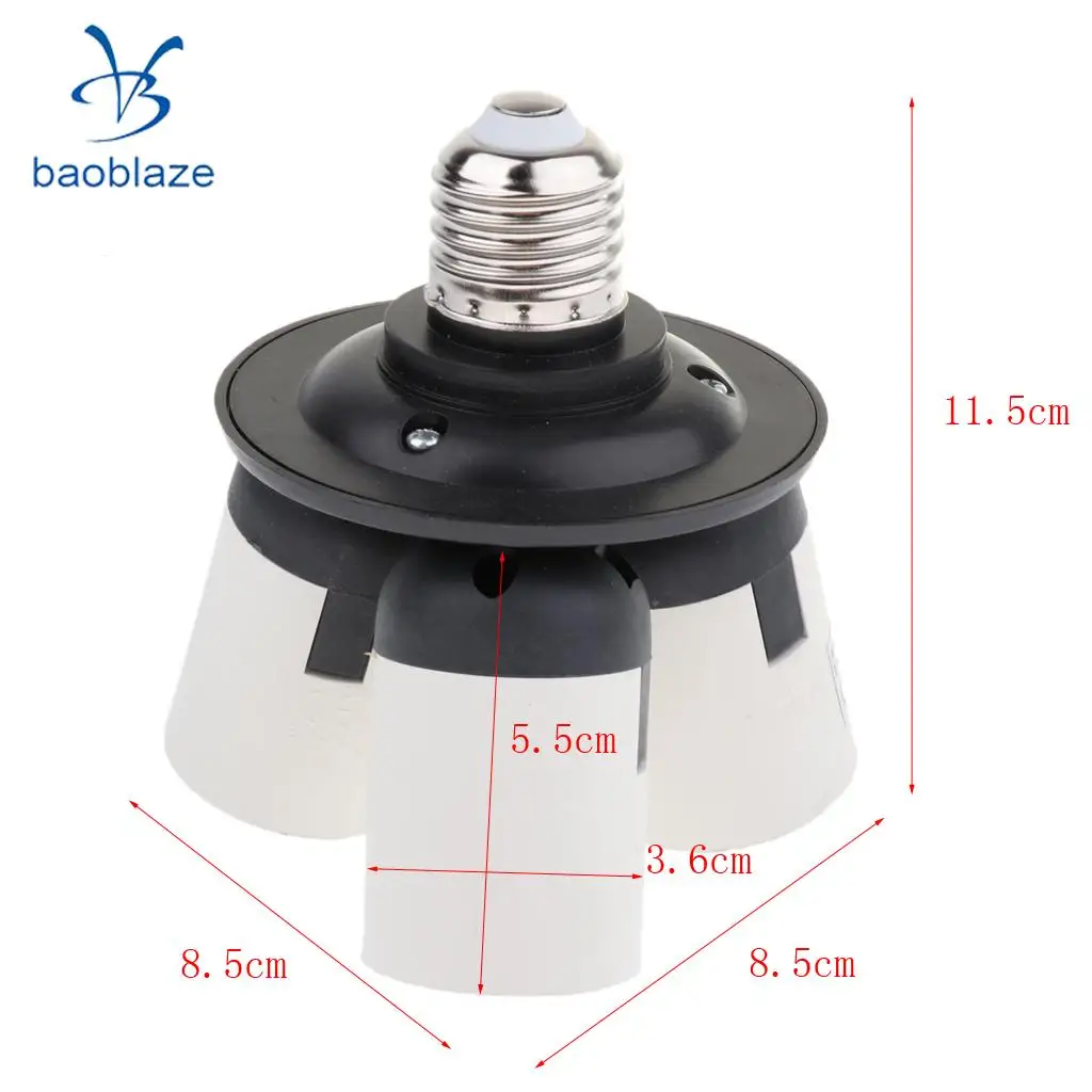 3 in 1 Socket Adapter Converter, 1 to 3 E27 Base Lamp Holder Socket Splitter for Photo Studio, Work Shop, Garage Lighting