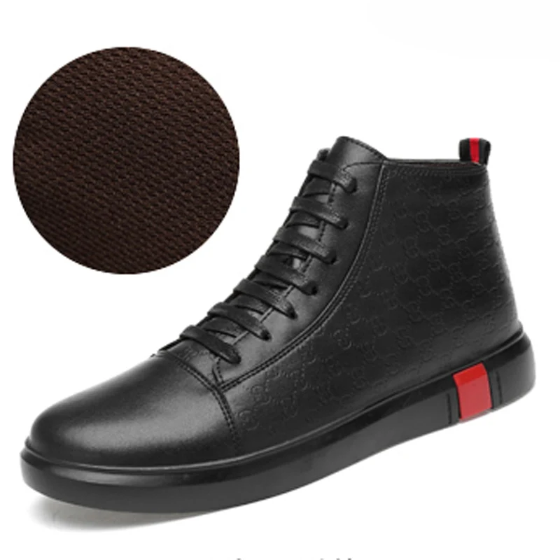 ZIMNIE/большой размер 46; модные водонепроницаемые кожаные ботинки; модная обувь на плоской подошве; мужские ботинки черного цвета; синие резиновые ботильоны на шнуровке; Botas - Цвет: Black No