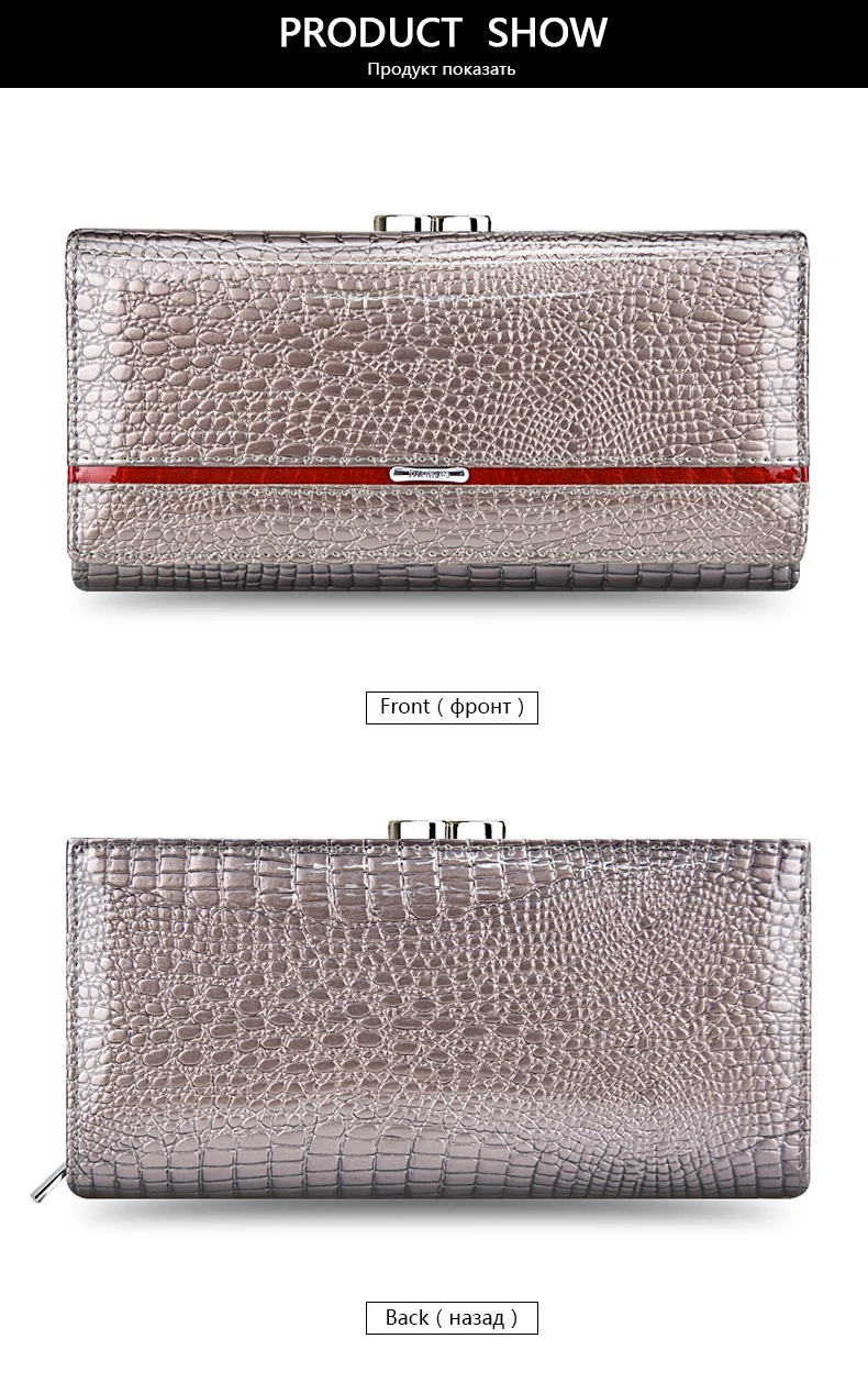 DICIHAYA Brand Genuine Leather Women Wallets Crocodile Print Long Hasp Zipper Wallet Ladies Clutch Bag Purse Female Luxury 2019