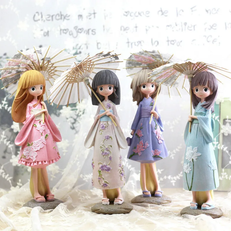 

Creative Japanese Ethnic girl with umbrella,resin young girl decoration.birthday gift