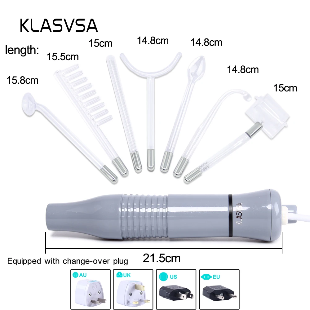 KLASVSA дардонваль Высокочастотная терапия 7 жезл трубка Массажер для волос на лице стикер устройство для хромотерапии уход за кожей неоновый газ расслабляющий
