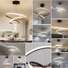 Lustre moderno de led para sala de jantar, sala de estar, branco/preto/café, cor do lustre AC85-265V