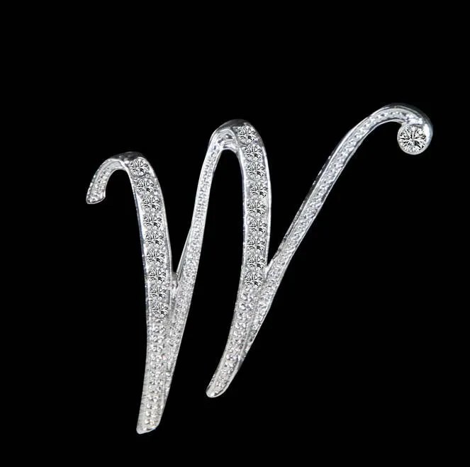 Дизайн, высокое качество, кристальная серебряная брошь в форме буквы, блестящие стразы, броши на булавке для девочек, рождественские подарки, аксессуары для женщин
