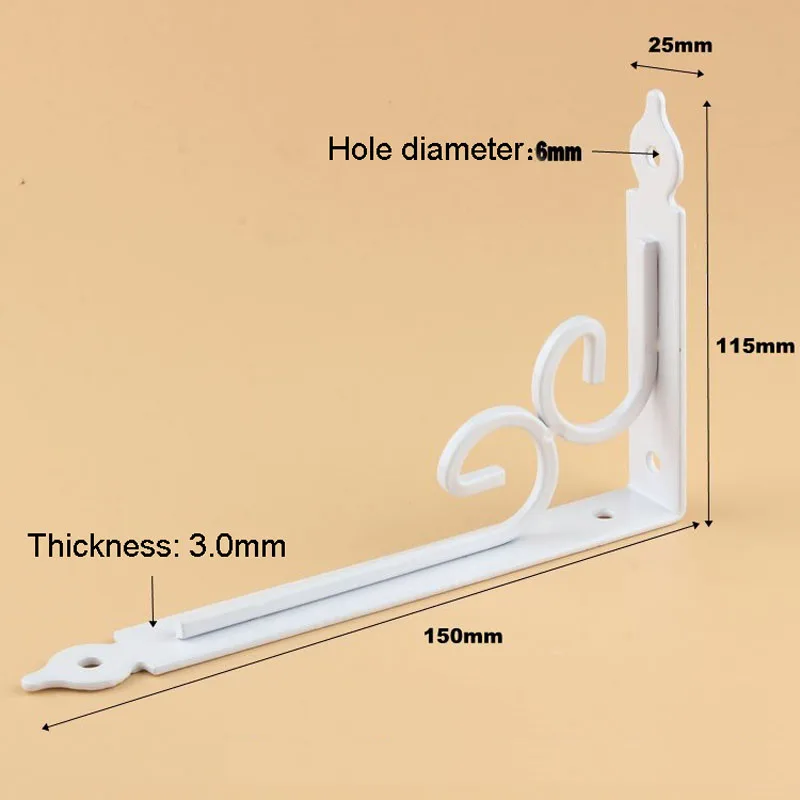 2 шт. кронштейн Металлической Полки L Форма утолщенной угловая скобка полка под прямым углом 6/8/10/12 дюймов кронштейн для сырьевых товаров мебельная фурнитура - Цвет: White 150mm