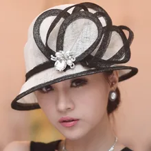 Frauen Sinamay Hut Derby Kirche Hochzeit Cocktail-abend-partei Breiter Krempe Kappe Kleid Sonne Fedora Mützen Baskenmütze Handmade Kopfbedeckungen Neue