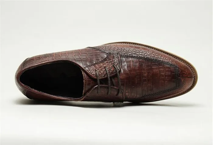 Для мужчин Бизнес Оксфорд из тисненой кожи с острым носком коренастый обувь на каблуке на шнуровке обувь ручной работы платье Повседневная обувь