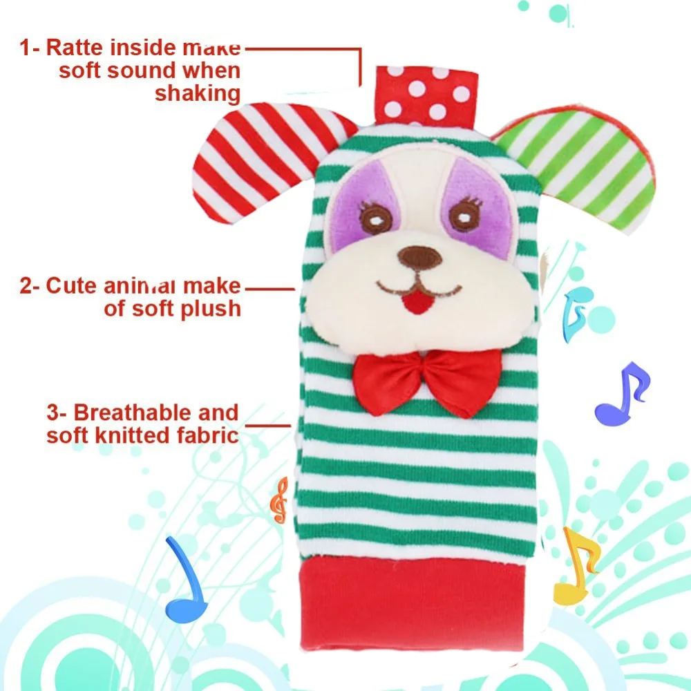 2 PCS Baby Foot Rattle, Wrist Rattle and Socks Toys Set Toddler Soft Animal Toys Pig and Dog Fun Toys 2 PCS Baby Foot Rattle, Wrist Rattle and Socks Toys Set Toddler Soft Animal Toys Pig and Dog Fun Toys