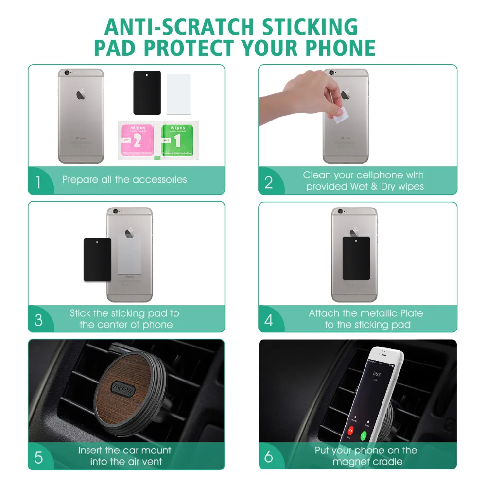 Mpow 1/2PCS CA081 Universal Car Phone GPS Holder For iPhone X 8 7/Plus Magnetic Car Air Mount Desk&