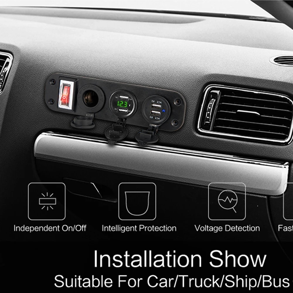 2-3-Hole-4-USB-Charger-With-Led-Display-Voltage-Durable-Cigarette-Lighter-Socket-12-24V-Multifunction