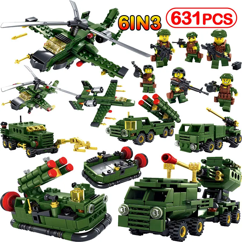 

631pcs Field Battl Troops Figures Compatible LegoINGLYS Military Fighter Radar Vehicle Model Weapon Building Block Kids Toy Gift