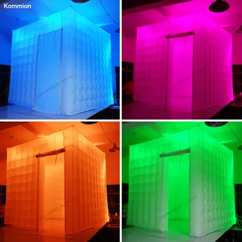Cheap Free Shipping 2.5m 8.2ft Inflatable Photo Booth LED Lighting Portable Inflatable Photo Tent Enclosure Cube Tent With Blower