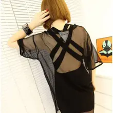 Женские новые модные сексуальные одноцветные сетчатые прозрачные футболки летние свободные футболки с коротким рукавом и круглым вырезом Топы хит