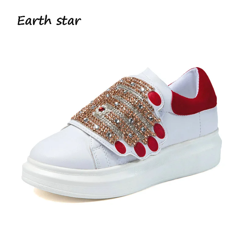 

EARTH STAR Platform Shoe Women Fashion Brand Sneaker Rhinestone Lady chaussure Breathable Autumn Female Casual footware Crystal