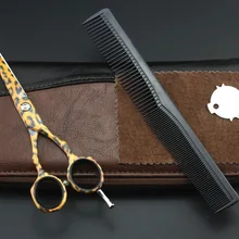 Best 5.5 ''леопардовым принтом парикмахерские Ножницы с мешком Японии 440C 62HRC дома и салон Товары для собак Товары для кошек Pet Резка ножницы ножницы для волос