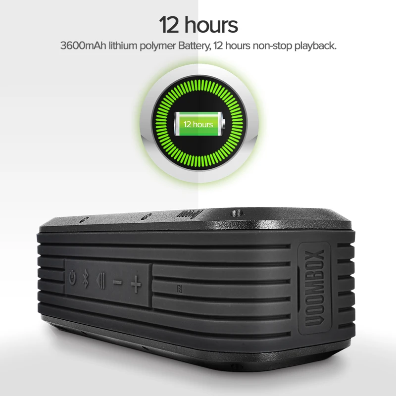 Divoom Voombox-outdoor water resistant bluetooth speakers Output in 15W and 12 hours playback (blac