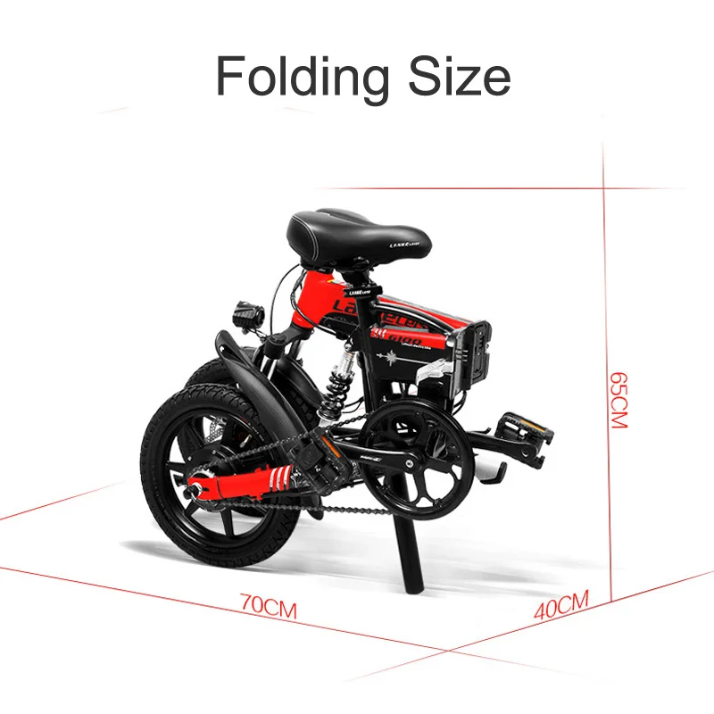 Sale G100 Mini Folding Electric Bike, 400W, 36V/8.7A, 14 Inches E Bike, Disc Brake, Removable Battery, Magnesium Alloy Rim 4