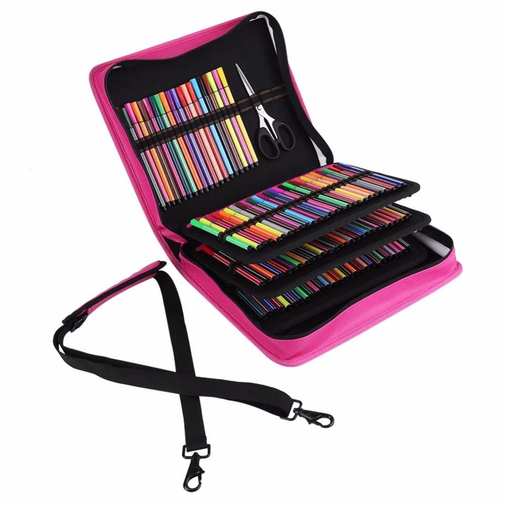 

180 Slots Detachable Pen Storage Bag Case Sketching Pencil Pouch Large Capacity Handle Shoulder bag