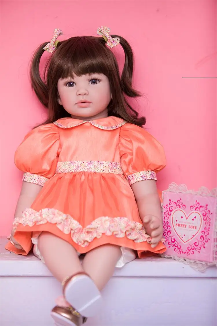 

24" Real Baby Doll Handmade Cotton Body Babies Dolls Alive Silicone Reborn Baby Princess toddler bebe Doll reborn kdis gift