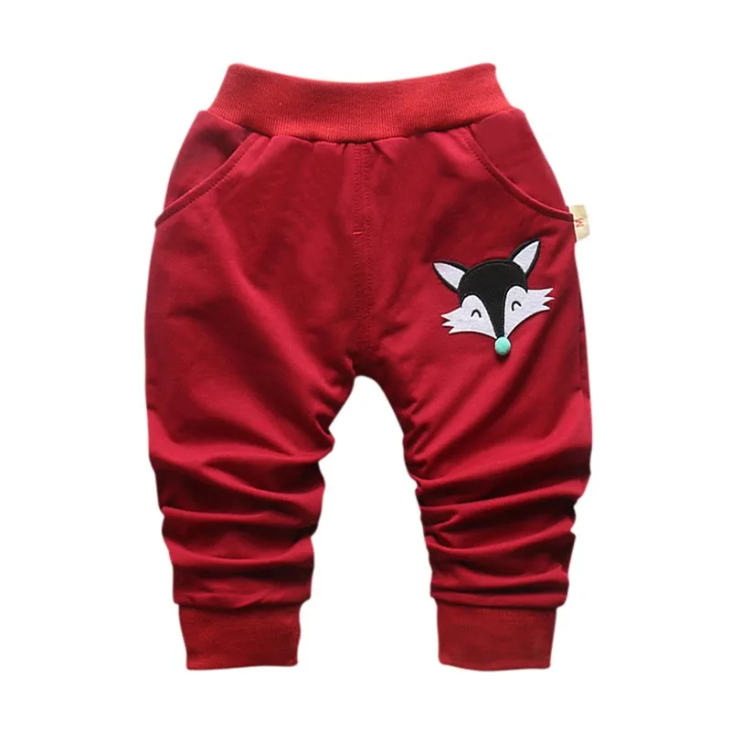 Ppoppopular/Детские Модные Повседневные хлопковые длинные штаны унисекс с эластичной резинкой на талии для мальчиков и девочек - Цвет: Красный