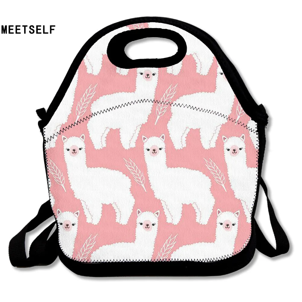MEETSELF 3D Print Cute Alpaca Lunch Bags Insulated Waterproof Food Bag Girl Packages Womens Kids Babys Boys Handbags boys-lunch-bag