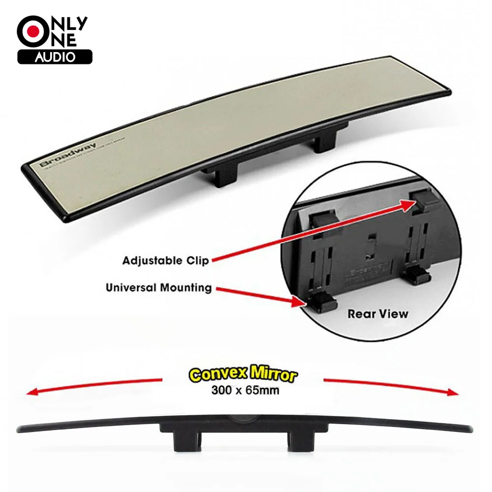 

ONLY ONE AUDIO Untra Thin Universal 300mm Wide Convex Auto Interior Mirrors Clip On Car Vehicle Truck Inside Rear View Mirror