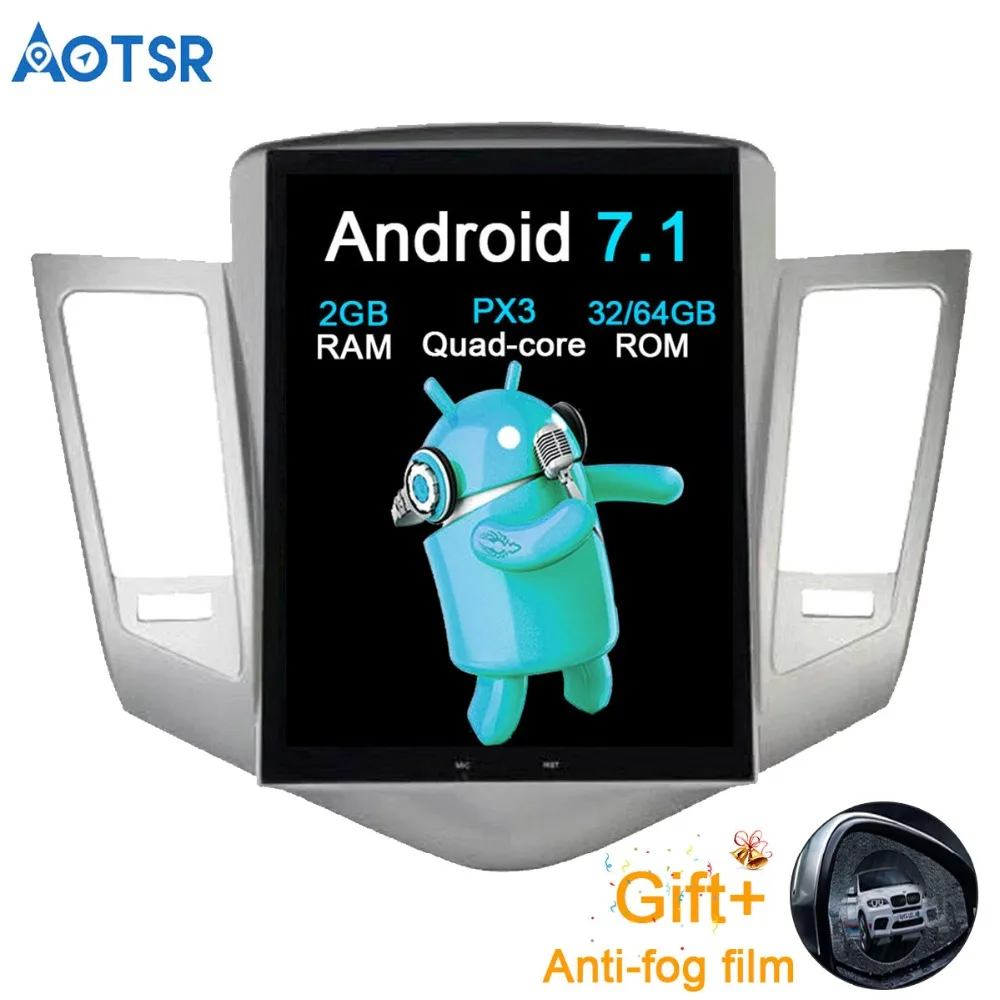 Автомобильный GPS навигатор Aotsr Android 7 1 в стиле Тесла для CHEVROLET CRUZE 2009 2013