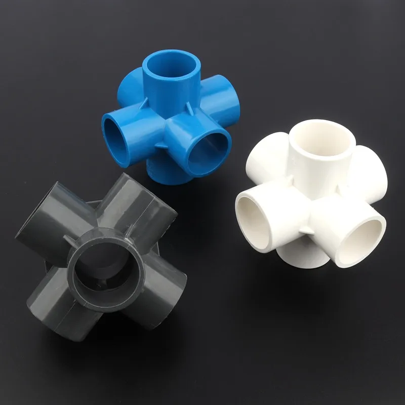 1pc 25mm Pvc Joints 6ways Stereo Greenhouse Irrigation System Pipe