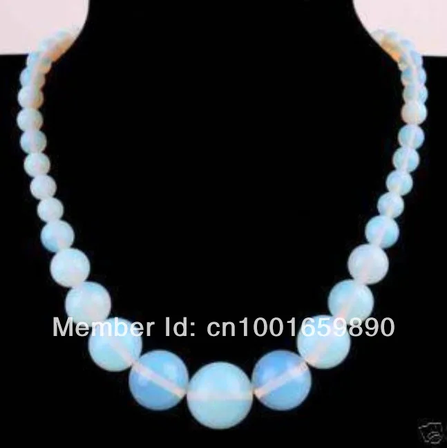 

Free Shipping Fashion Trendy Wholesale Natural Opal Round Jade Beads Necklace18" Semi-precious Stone