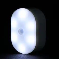 6 светодиодный движения Сенсор свет Магнитная настенном шкафу крытый светильник овальной формы маленький ночник бра кровать- освещение AAA