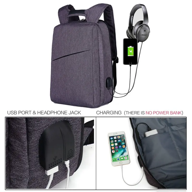 Extraíble 17 pulgadas portátil mochila hombres bolsas de viaje bolsos de Oxford negro gran computadora paquete hombre USB multi-función de mochila mochila