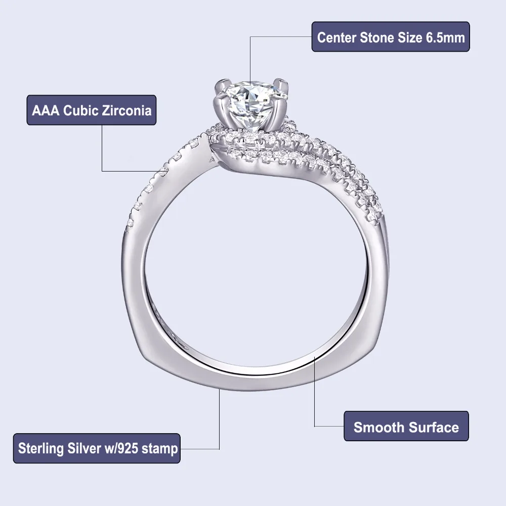 Newshe 1.2Ct Белый Круглый AAA CZ Твердые 925 пробы серебро обручальное кольцо набор модные ювелирные изделия для женщин 1R0023