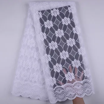 

Pure White Milk Silk Tulle Lace Fabric African Embroidered Lace Fabric With Stones Nigerian Lace Fabrics For Party Dress Y1505