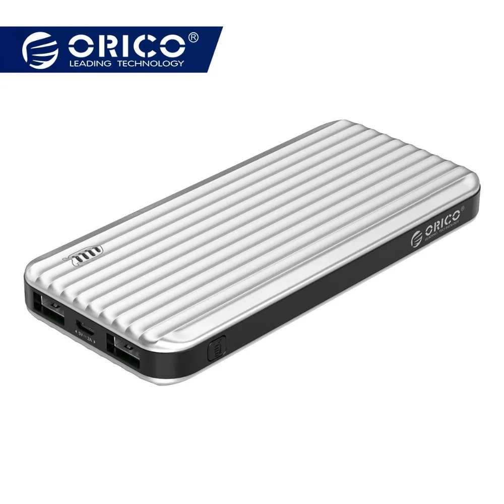 

ORICO 10000mAh Power Bank Dual Ports 5V2A ABS LED Powerbank External Battery USB Phone Tablet Charger For iPhone Samsung Huawei