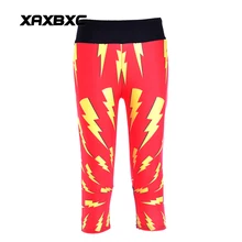 NEW 1098 Sexy Girl Women comics The Flash 3D Prints Workout Fitness Elastic Cropped Trousers Leggings