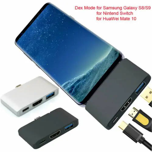 

UK For Samsung S8/S9 HuaWei Mate10 USB C Hubs JDS076 TYPE-C Three in one