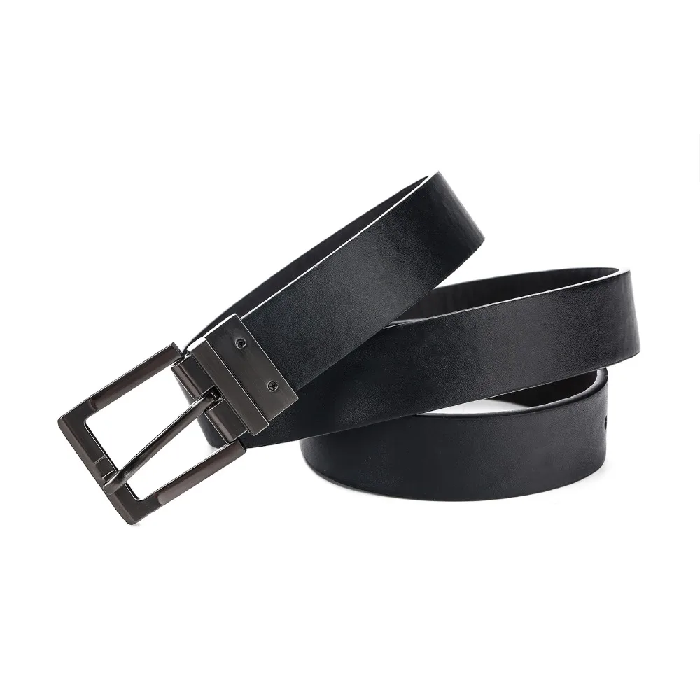 

SHANH ZUN Men's Casual Genuine Leather Dress Belt with Single Prong Buckle Black 115CM
