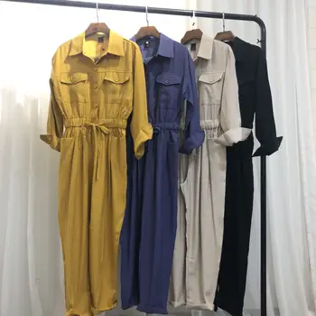 

Body Feminino Bodysuit Women Catsuit New Women's Jumpsuit Cotton And Linen Drawstring Pocket Casual Streetwear Outfit Clothes