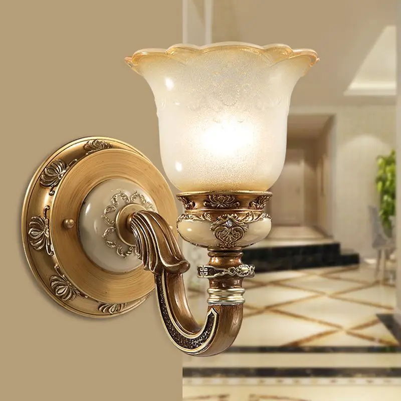 

European style 1/2head wall lamps bedroom bedside single head living room balcony TV wall lighting decorative wall light ZA9915