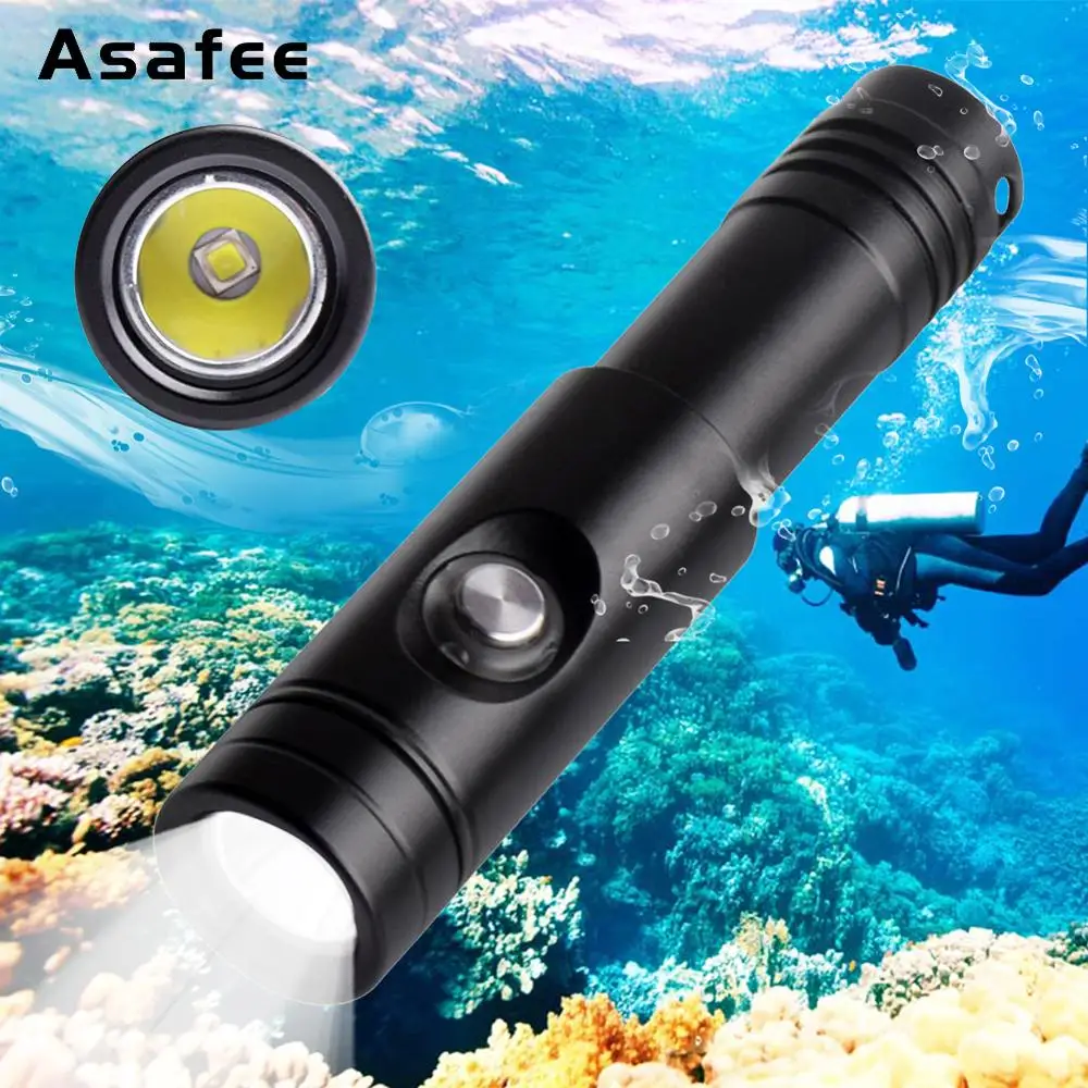 Asafee ночной фонарик для дайвинга фонарь 18650 Cree XM-L2 U4 светодиодный портативный Водонепроницаемый Подводный фонарь для дайвинга